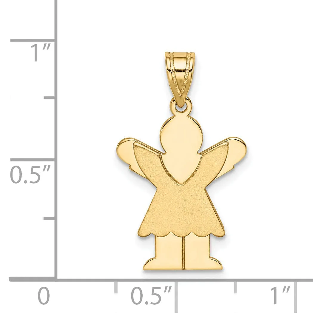 14k Yellow Gold Love Girl With Ruffled Skirt Charm