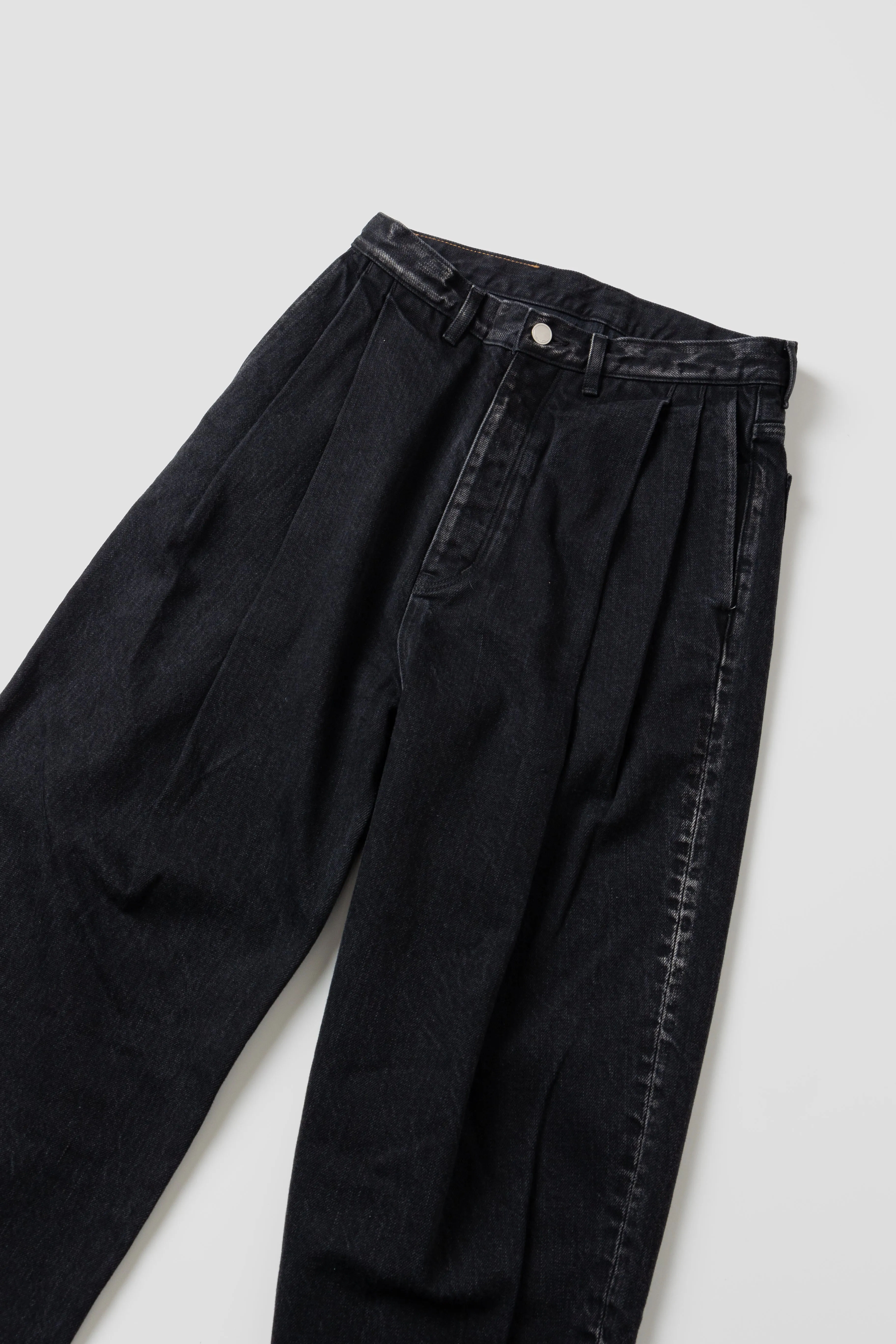 2TUCK WIDE DENIM PANTS -ENTASIS Mk-Ⅱ- .11【WASH BLACK】