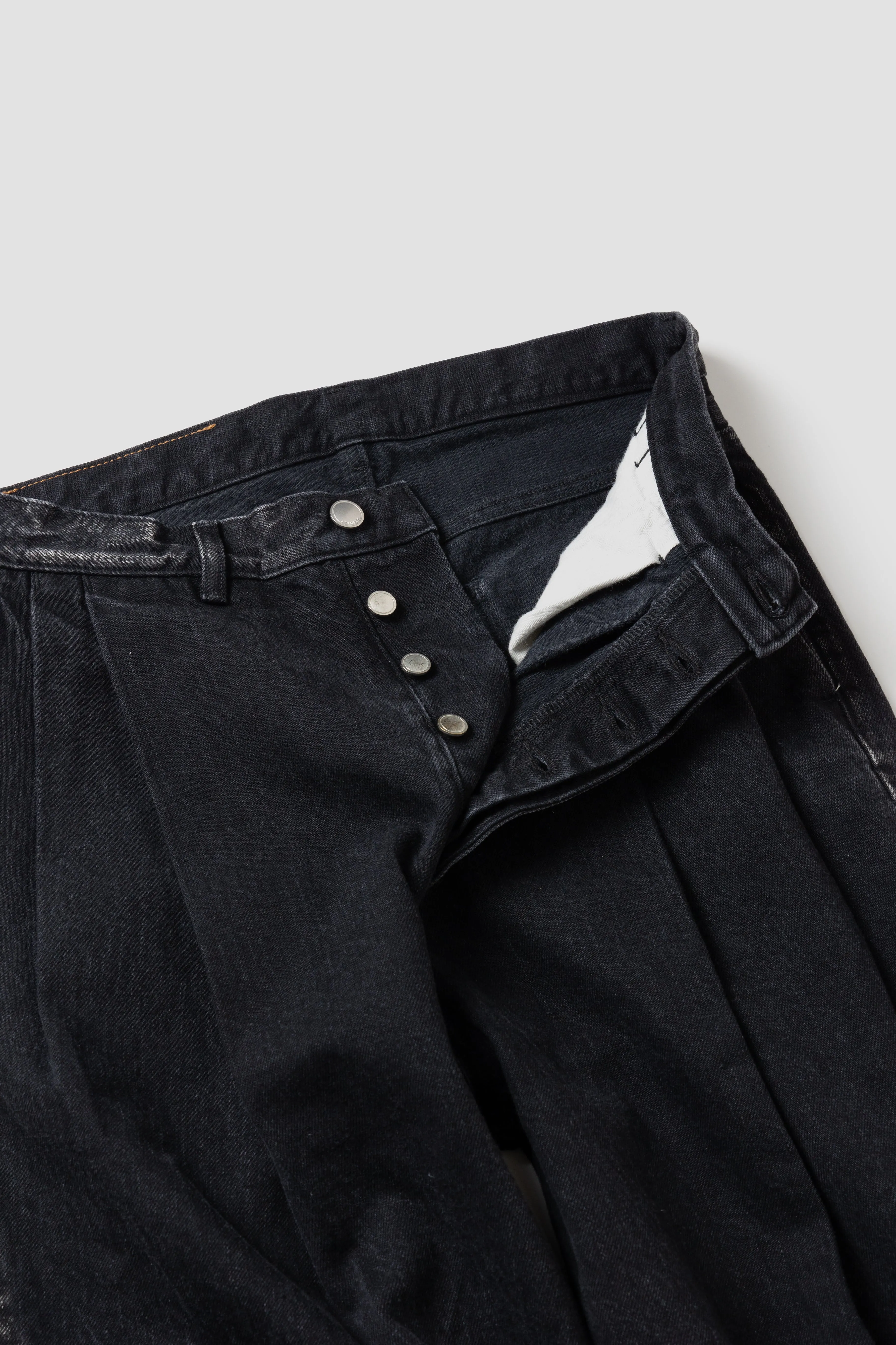 2TUCK WIDE DENIM PANTS -ENTASIS Mk-Ⅱ- .11【WASH BLACK】