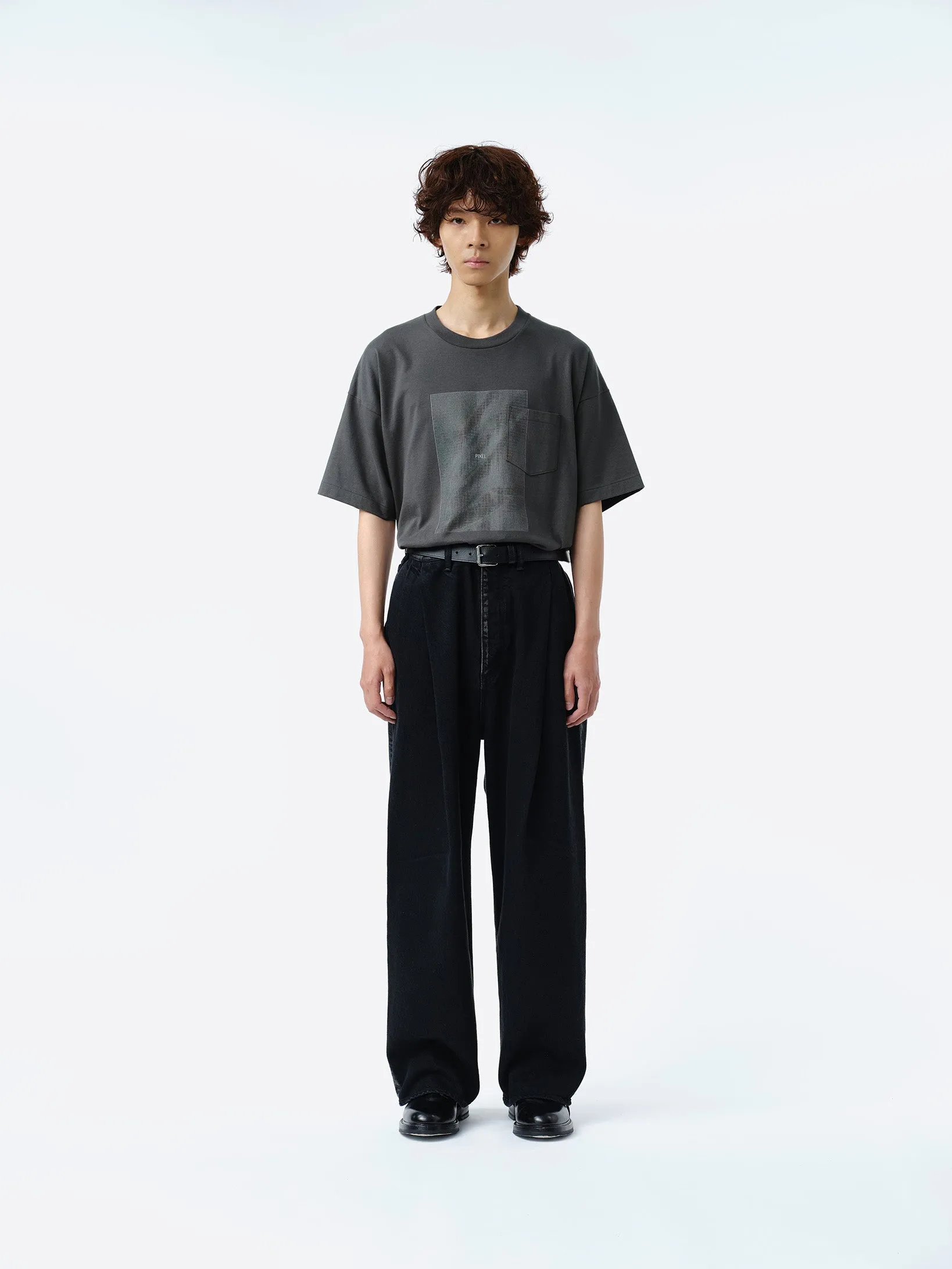 2TUCK WIDE DENIM PANTS -ENTASIS Mk-Ⅱ- .11【WASH BLACK】