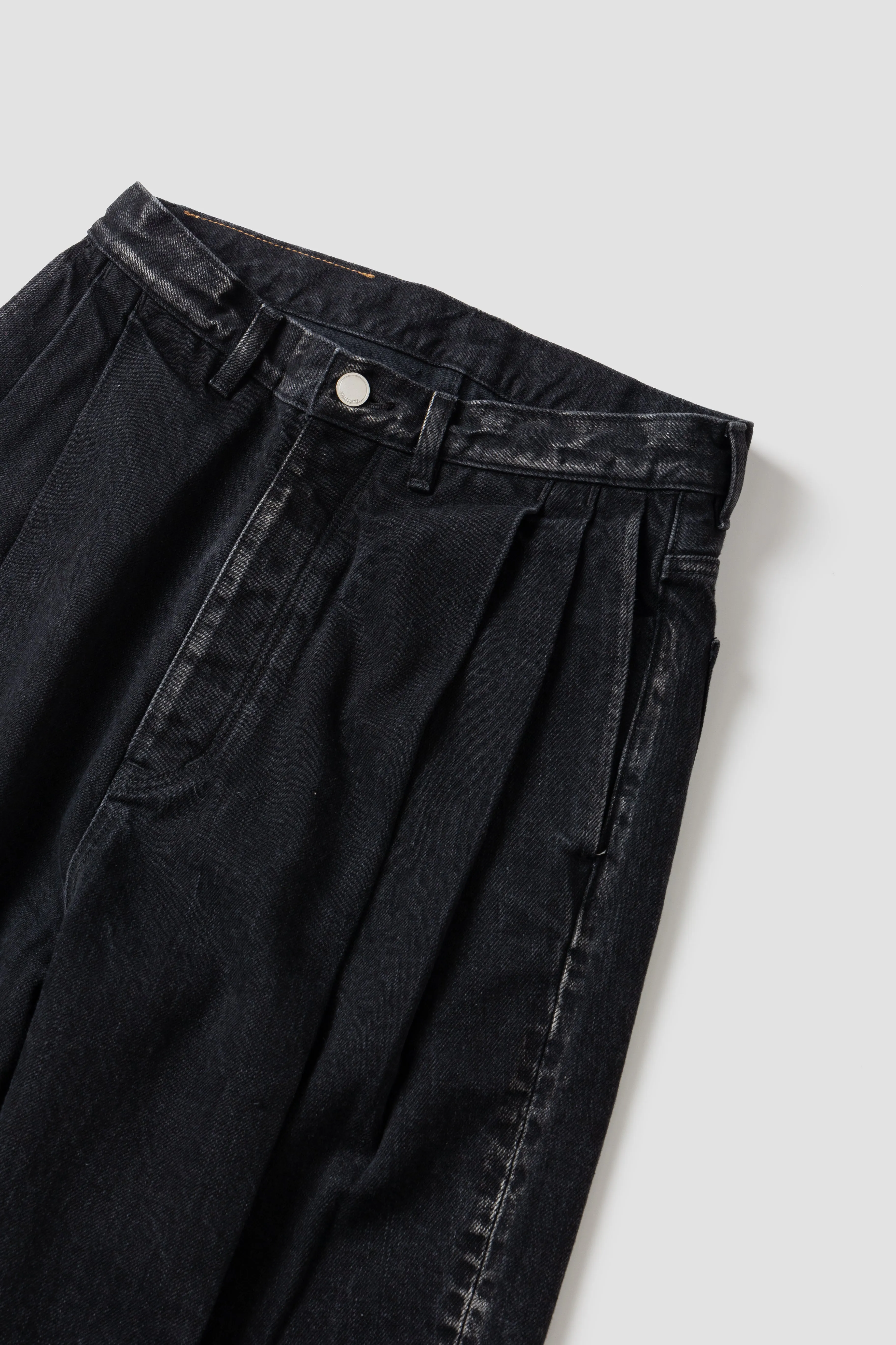 2TUCK WIDE DENIM PANTS -ENTASIS Mk-Ⅱ- .11【WASH BLACK】