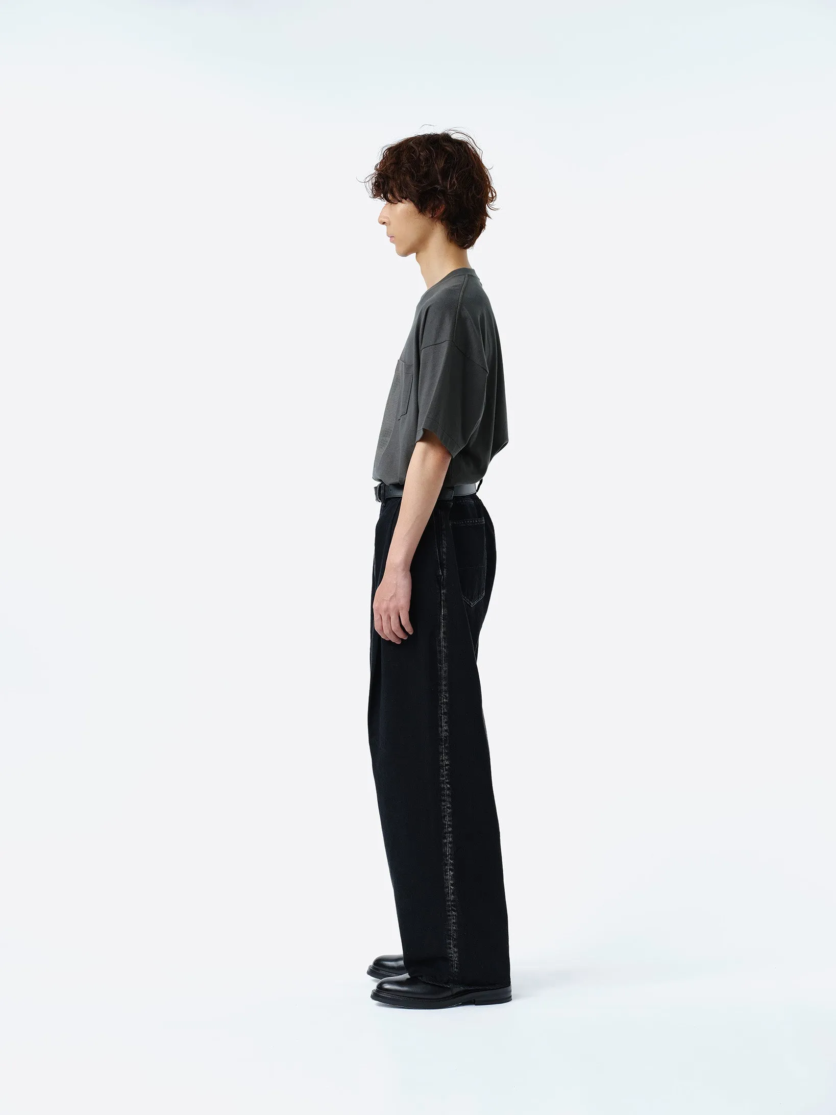 2TUCK WIDE DENIM PANTS -ENTASIS Mk-Ⅱ- .11【WASH BLACK】