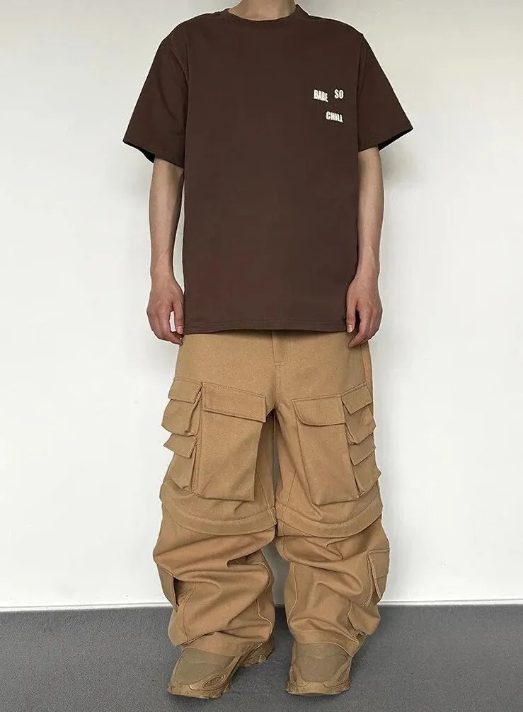 3D Multi Pockets Detachable Cargo Pants Set