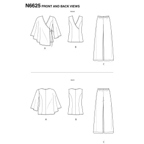 6625 New Look Sewing Pattern N6625 Misses' Tops And Pull On Pants