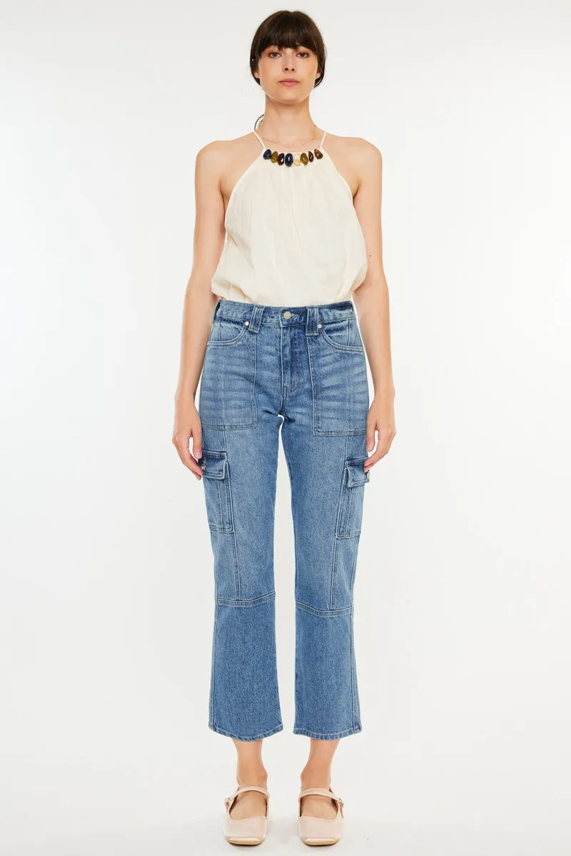 Aaliyah High Rise Slim Straight Leg Cargo Jeans