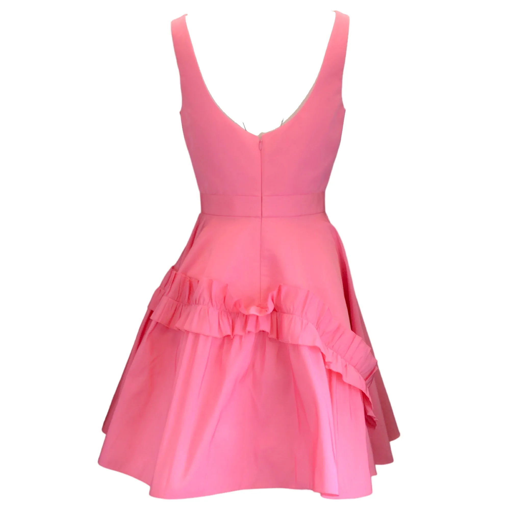 Alexander McQueen Pink Ruffled Sleeveless Flared Mini Dress