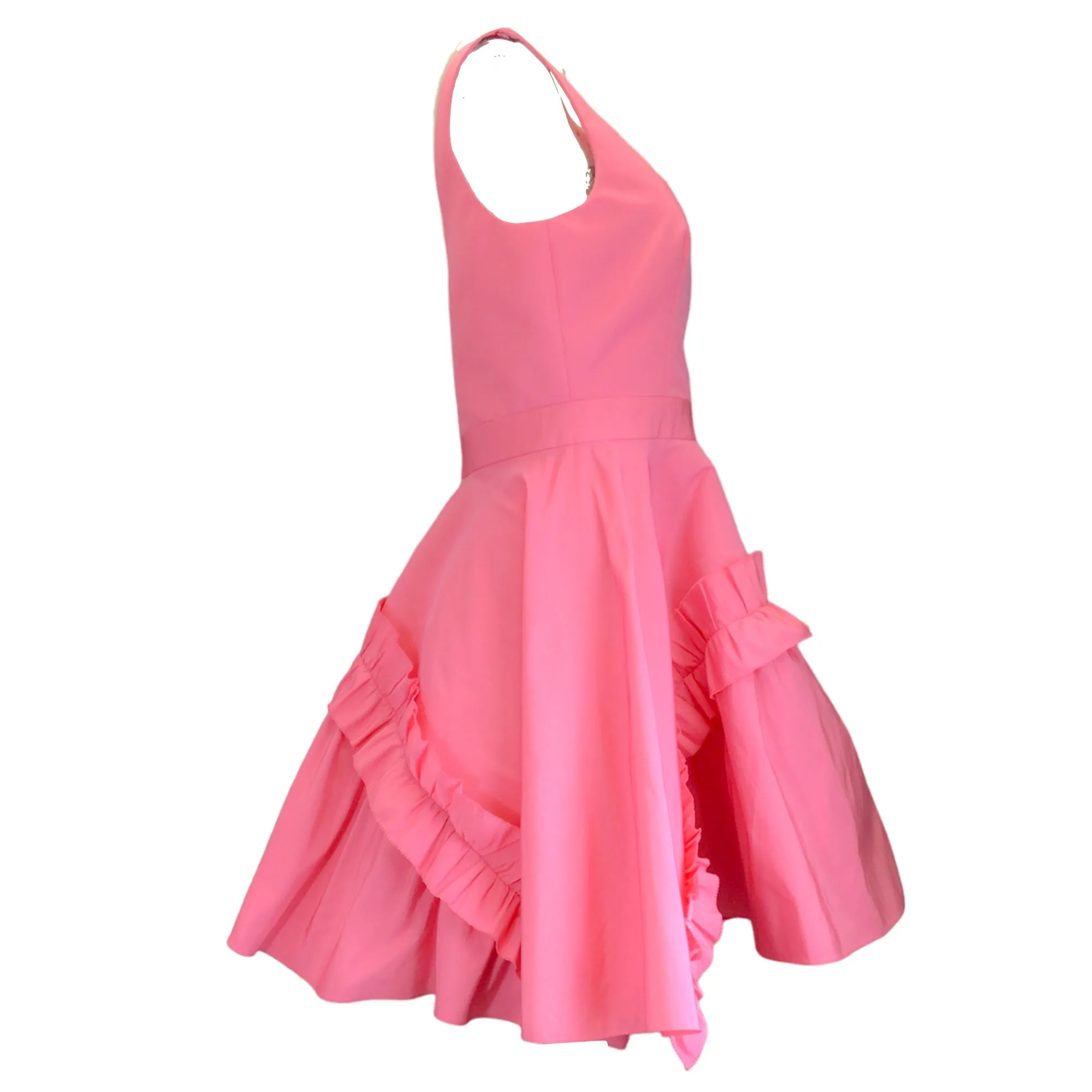 Alexander McQueen Pink Ruffled Sleeveless Flared Mini Dress