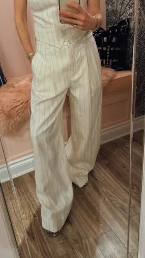 'Alfie' Wide Leg Pinstripe Pant