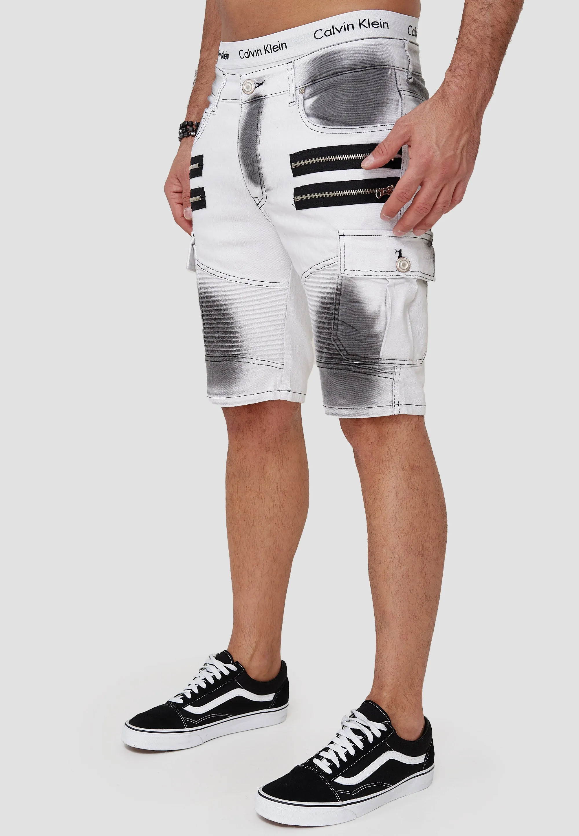 Araf Cargo Denim Shorts - White X81C