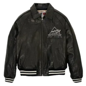 Avirex Icon Crocodile Embossed Leather Jacket