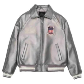 Avirex Icon Metallic Bomber Leather Jacket