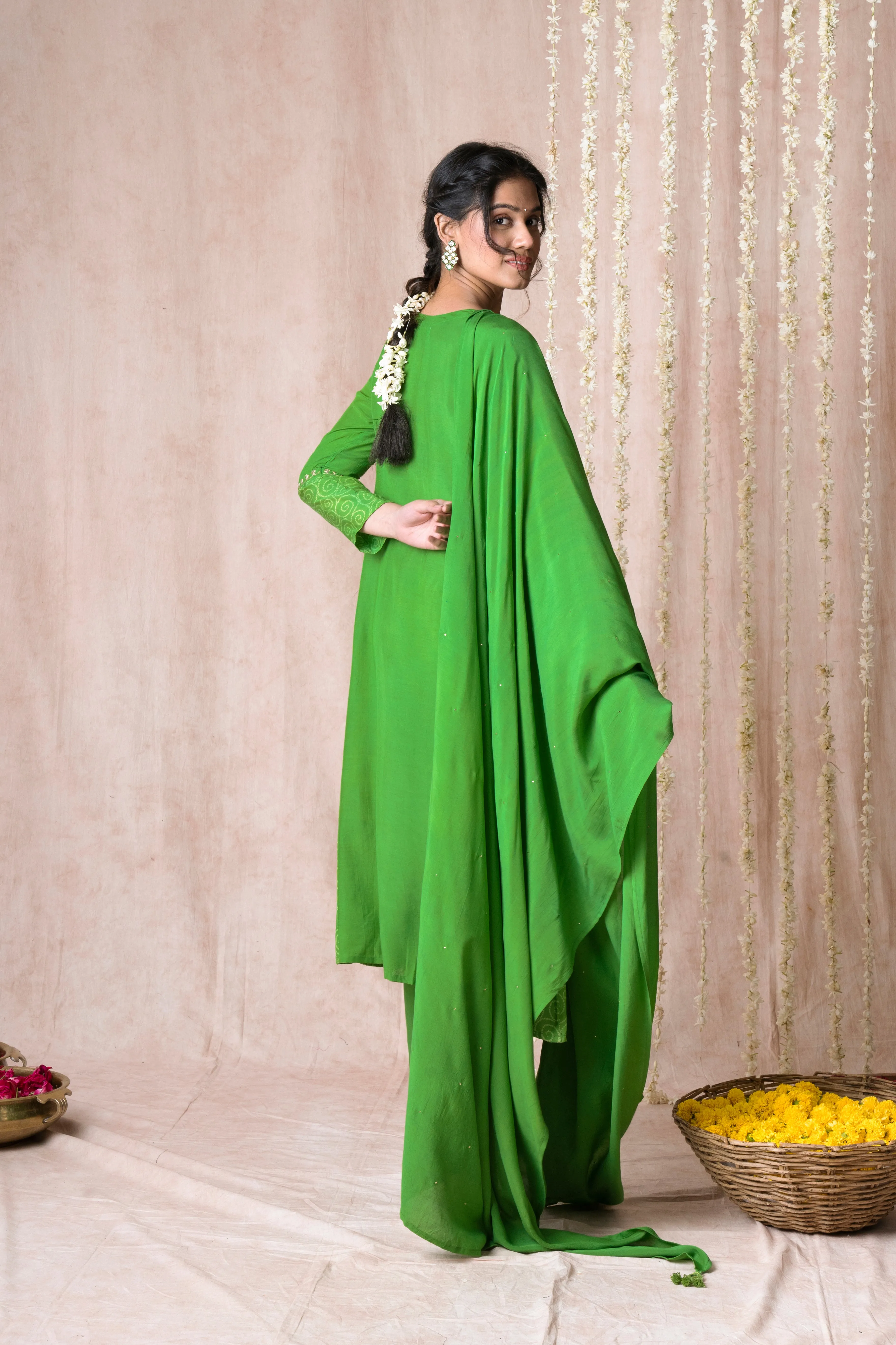 Bhargavi Green Muslin Suit Set