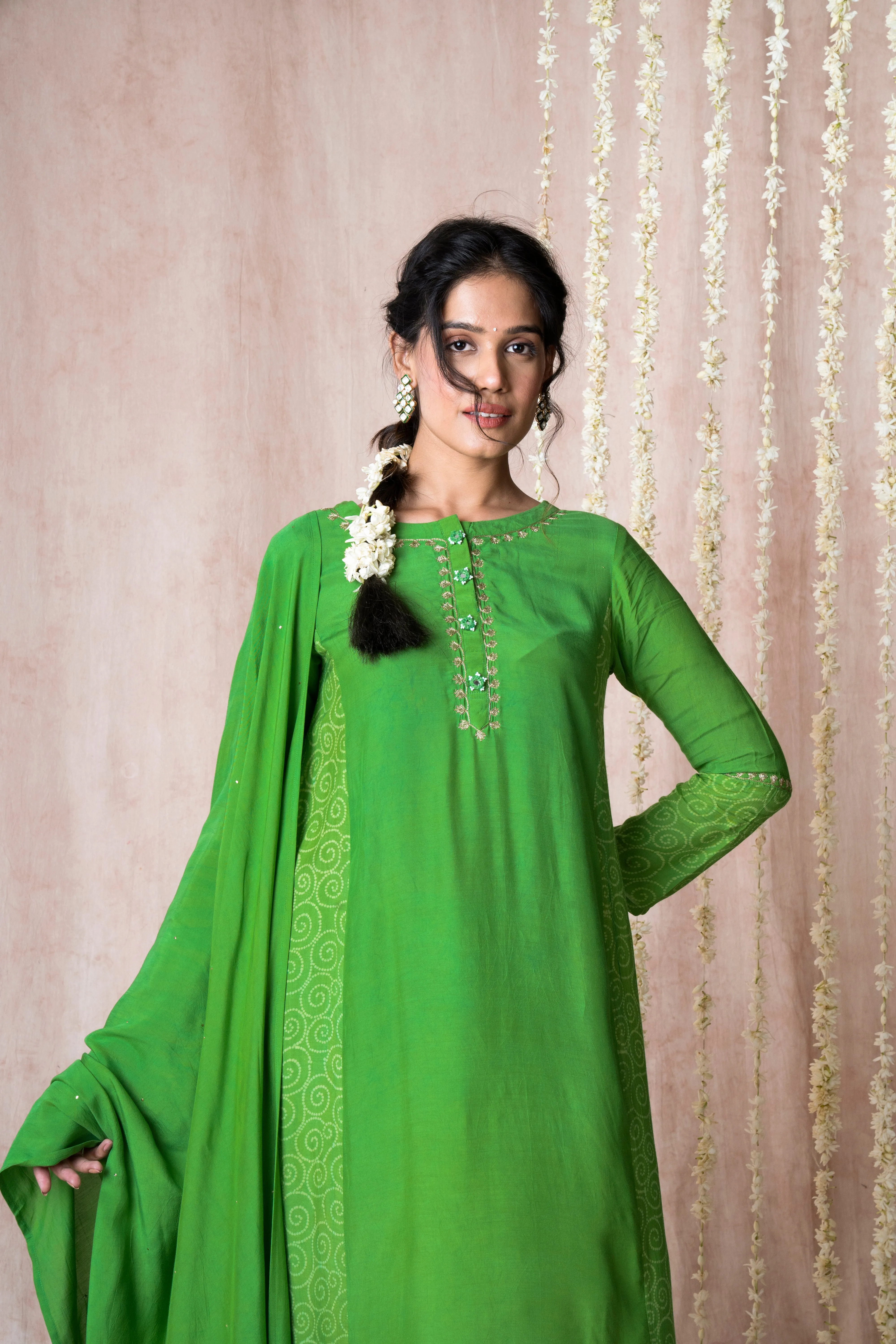 Bhargavi Green Muslin Suit Set