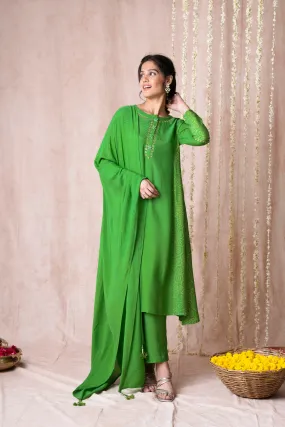 Bhargavi Green Muslin Suit Set