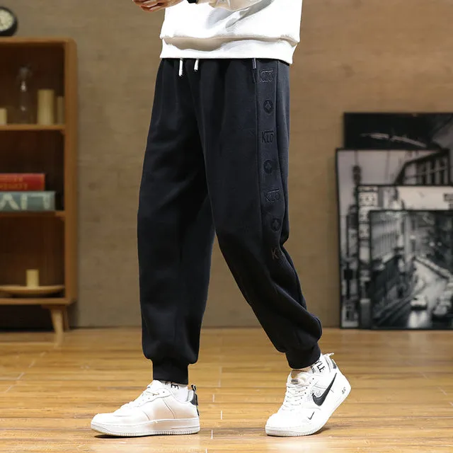 Black Grey Embroidery Jogger Sweatpants