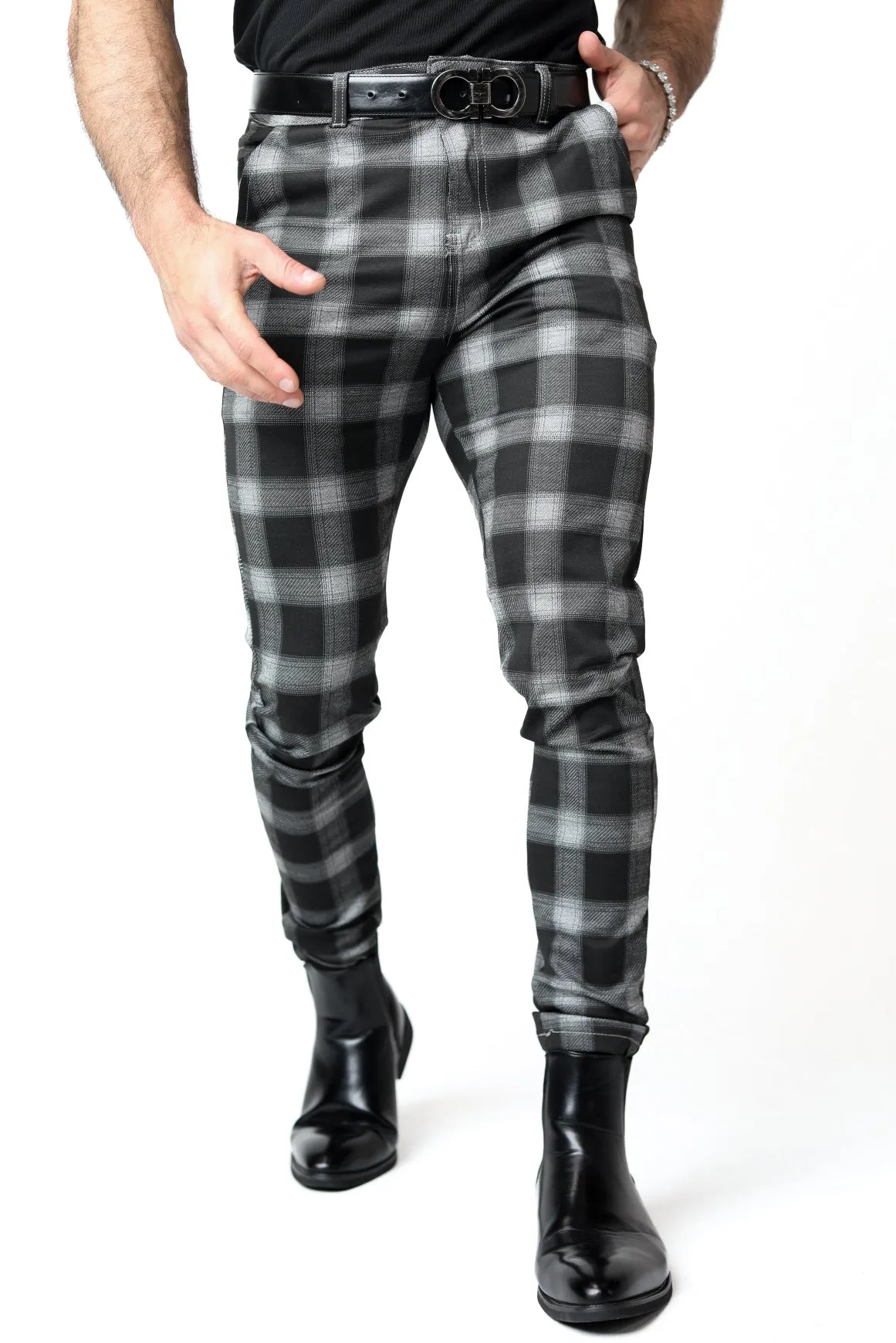 Black Plaid & Checkered Dress Pants