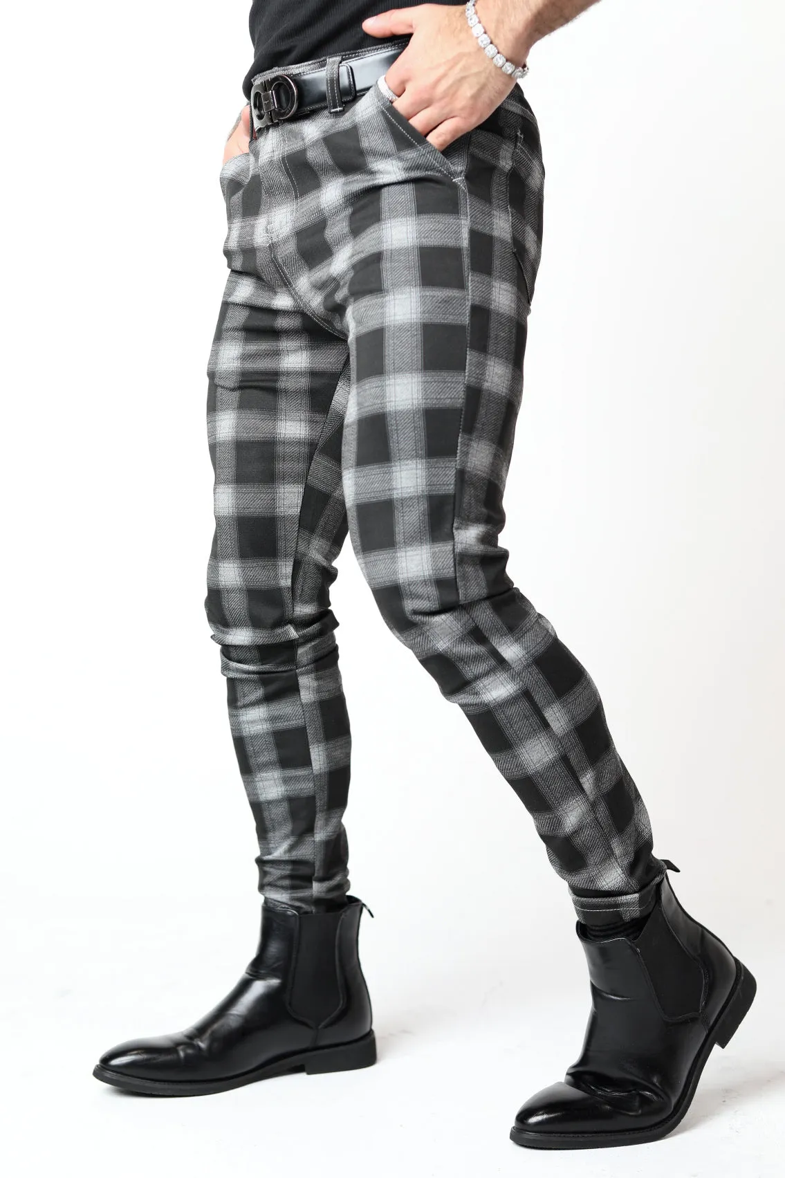 Black Plaid & Checkered Dress Pants