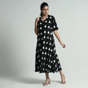 Black - Pochampally Double Ikat Weave Cotton Dress