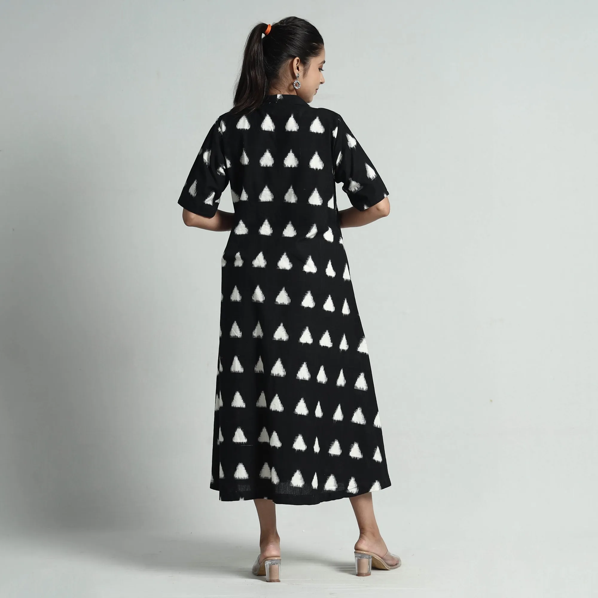 Black - Pochampally Double Ikat Weave Cotton Dress