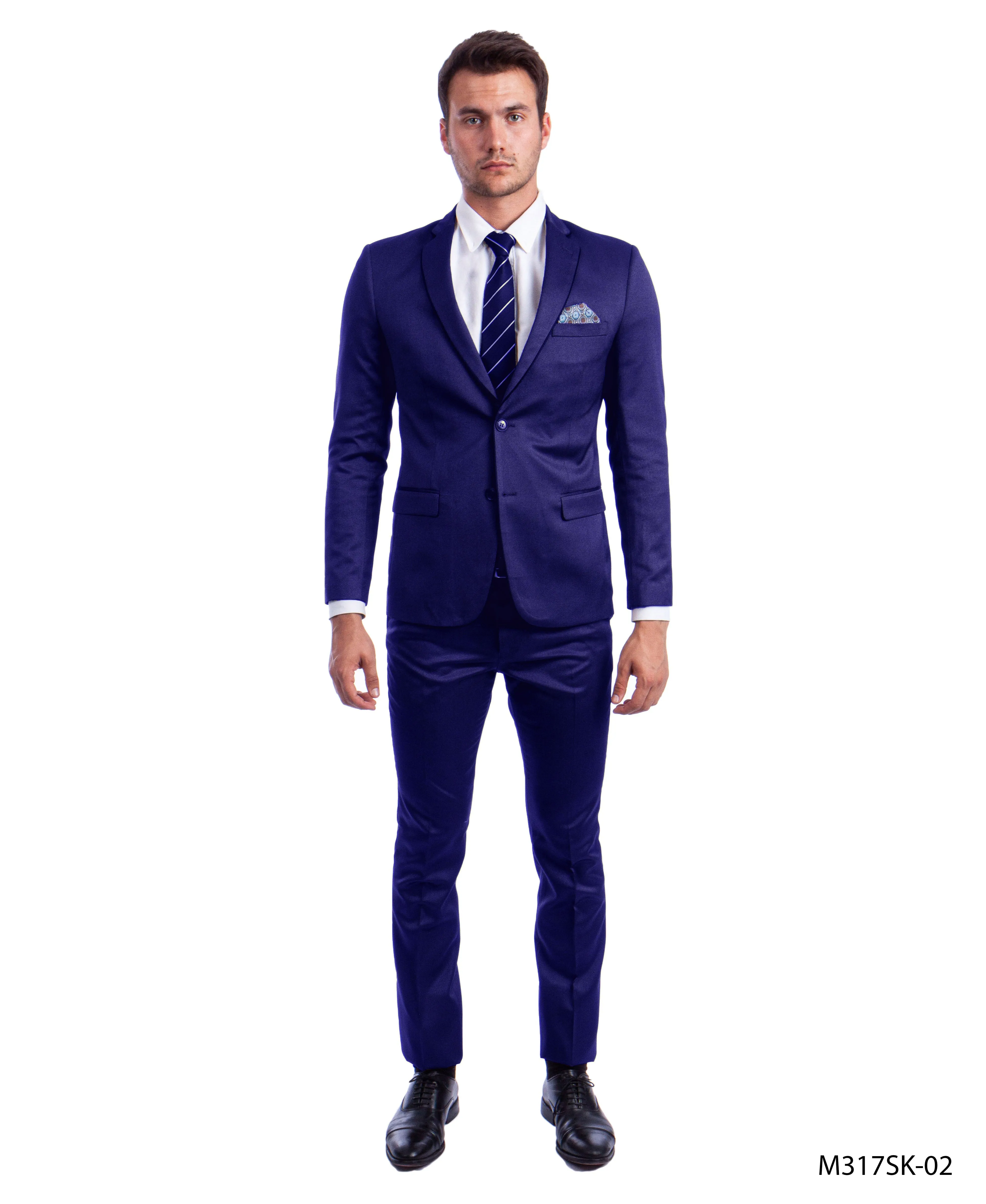 Blue 2 PC Birdseye Suit - Slim Fit