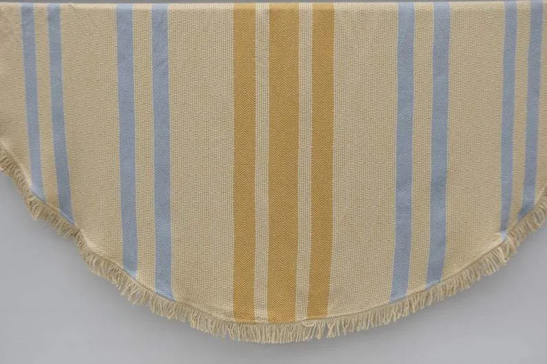 Blue and Yellow 100% Cotton Round Beach Towel