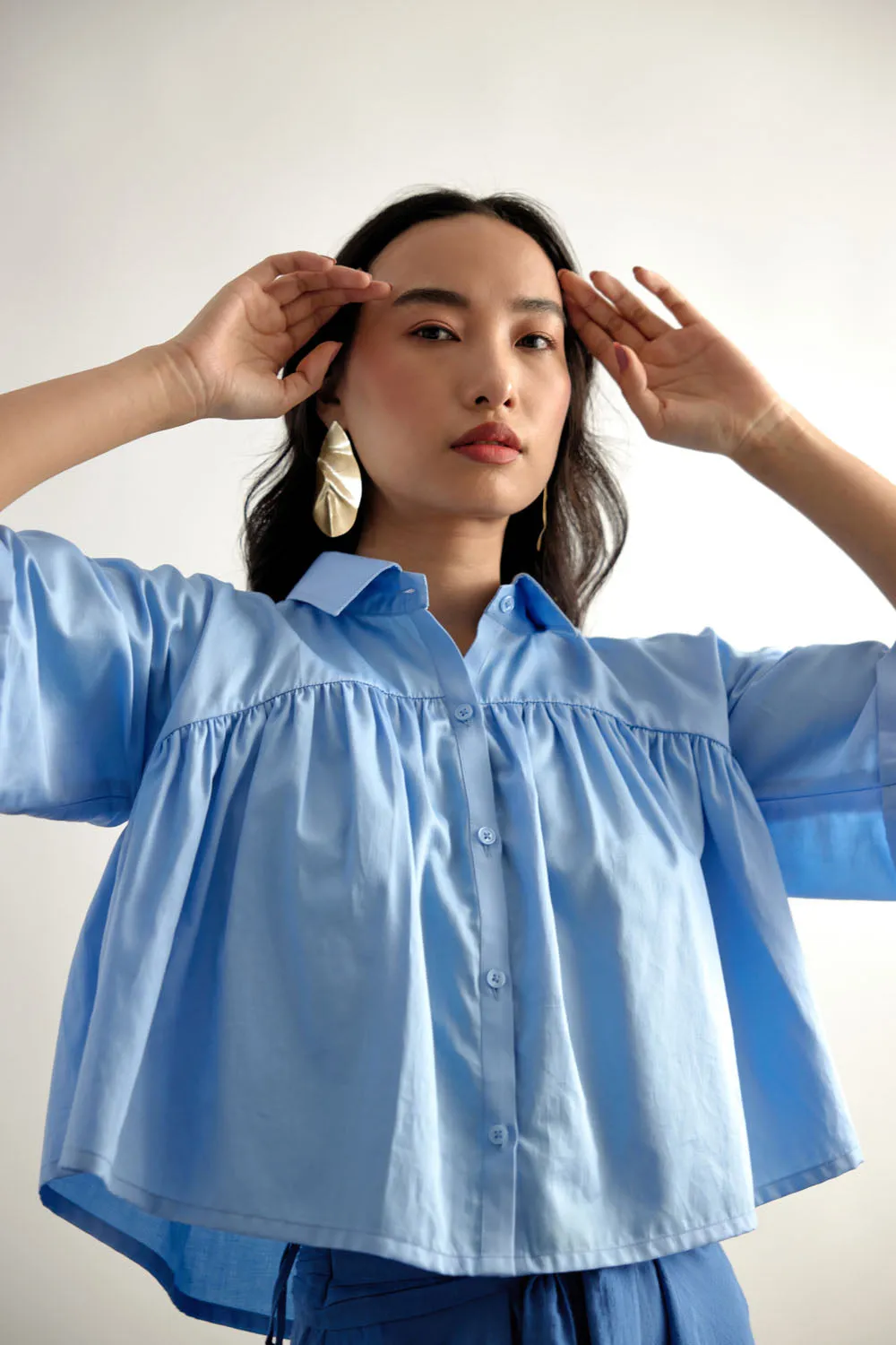 Blue Cropped Shirt