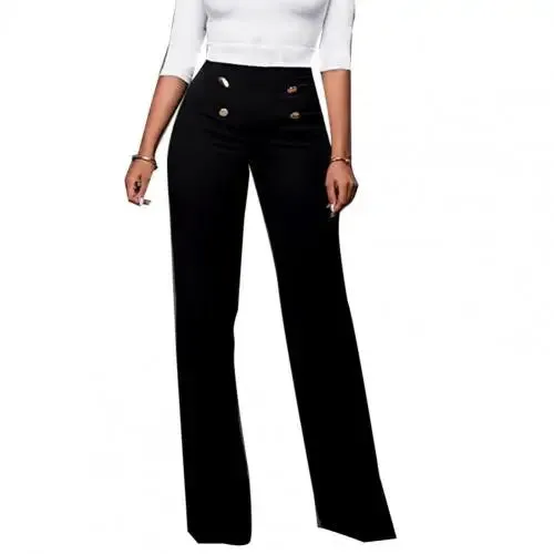 Bonnyshow Solid Color Flare Pants Women High Waist Wide Leg Pants Office Ladies Trousers Slim Long Pants pantalones de mujer брюки женски