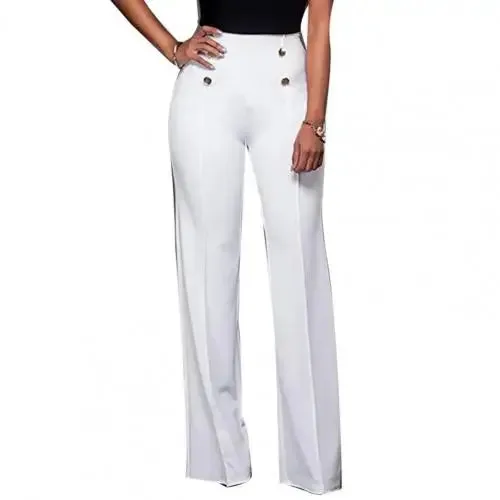 Bonnyshow Solid Color Flare Pants Women High Waist Wide Leg Pants Office Ladies Trousers Slim Long Pants pantalones de mujer брюки женски