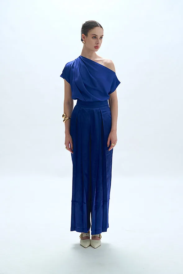 Boulevard Pleated Pants in Blue