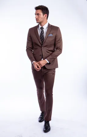 Brown 2 PC Birdseye Suit - Slim Fit