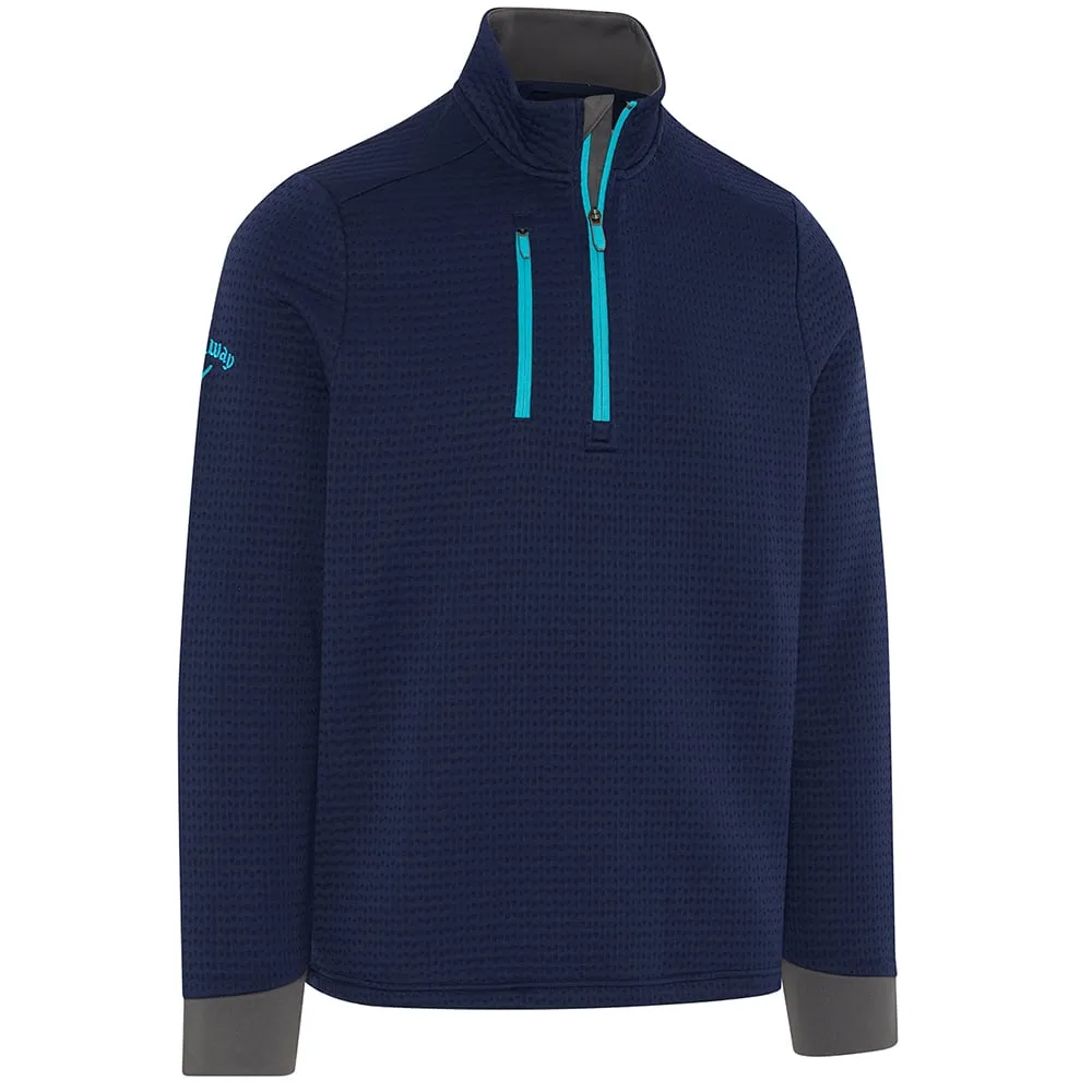 Callaway Midweight Textured 1/4 Zip Pullover - Peacoat/Scuba Blue