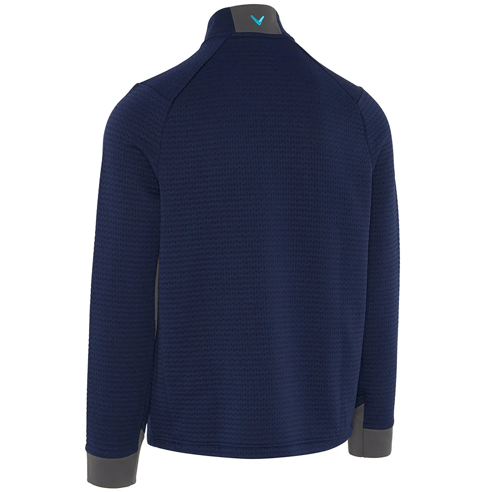 Callaway Midweight Textured 1/4 Zip Pullover - Peacoat/Scuba Blue