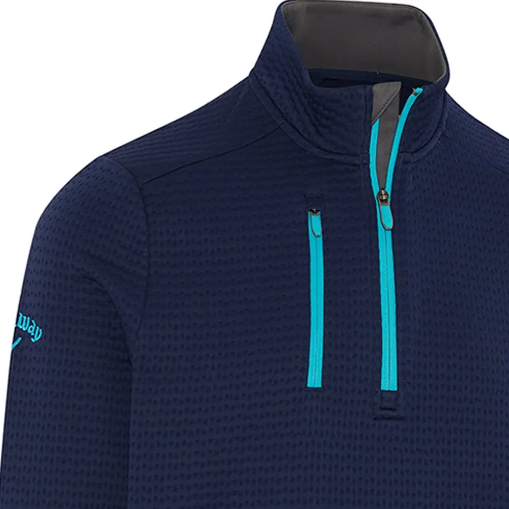 Callaway Midweight Textured 1/4 Zip Pullover - Peacoat/Scuba Blue