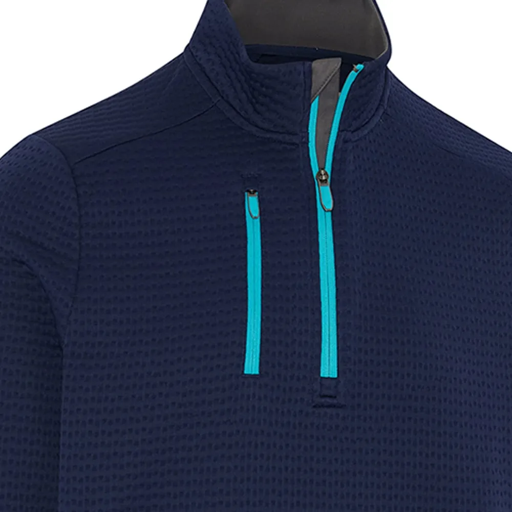 Callaway Midweight Textured 1/4 Zip Pullover - Peacoat/Scuba Blue