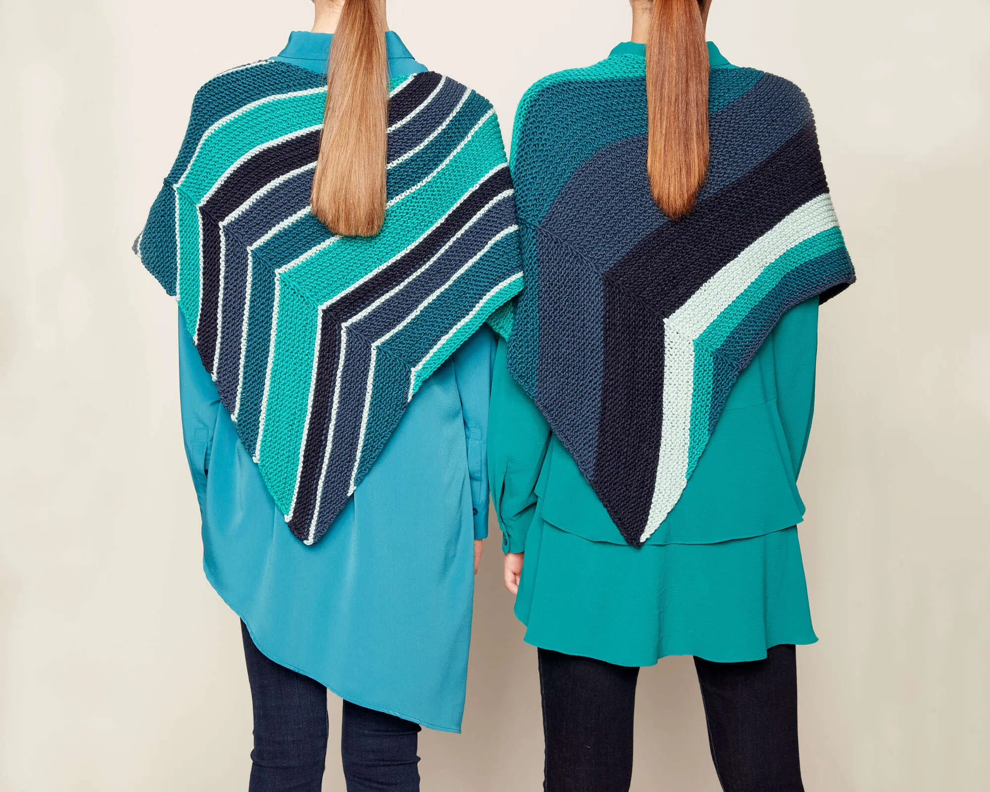 Caron X Pantone Asymmetrical Striped Knit Shawl