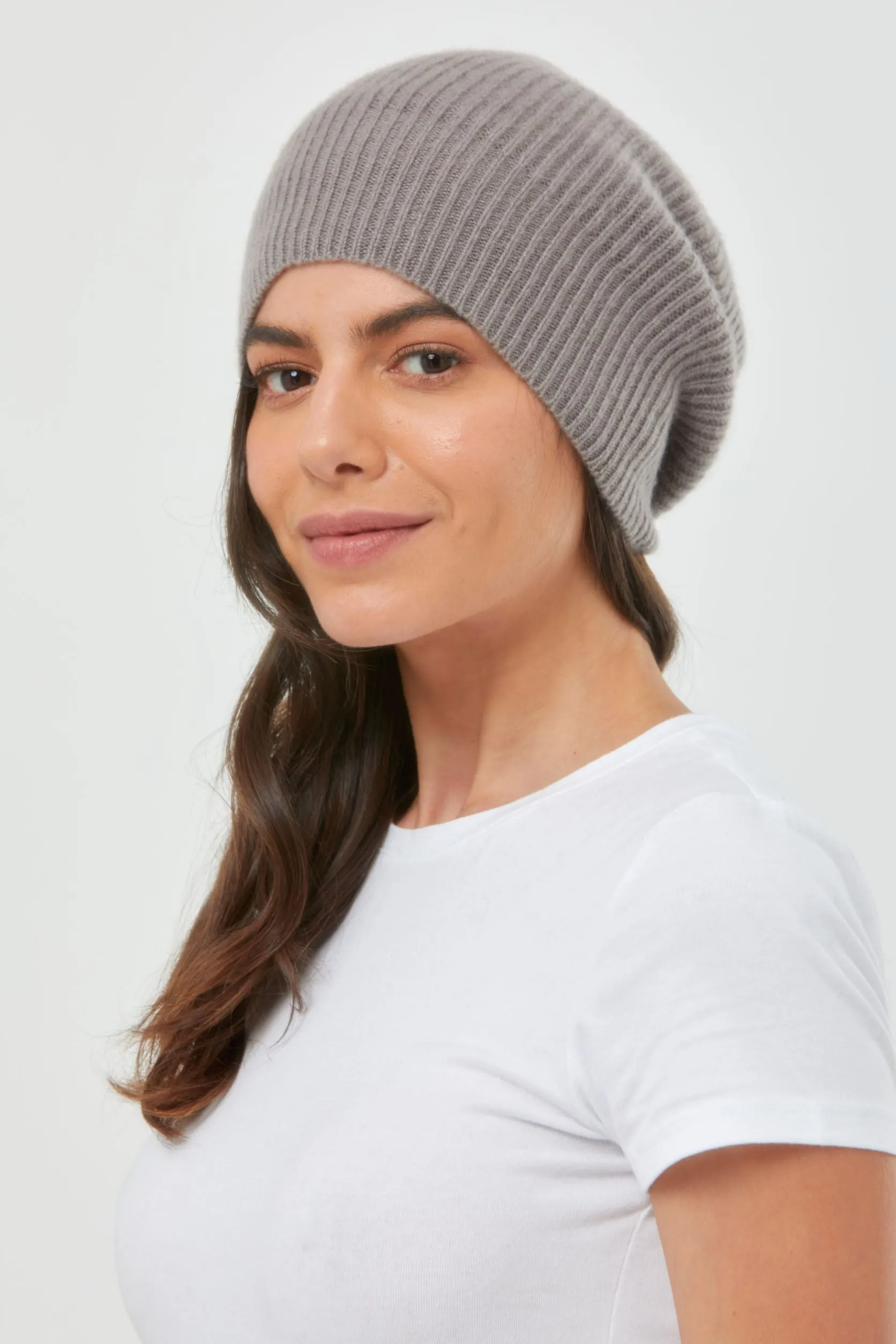 Cashmere Slouch Rib Hat