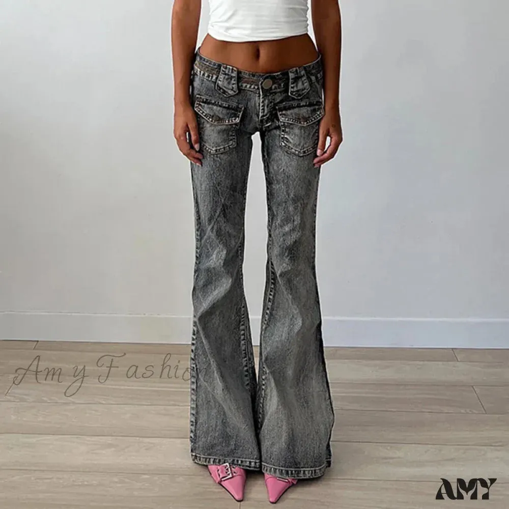 Chic Slim Elegant Vintage Distressed Stylish Modern Flared Trendy Comfortable Jean