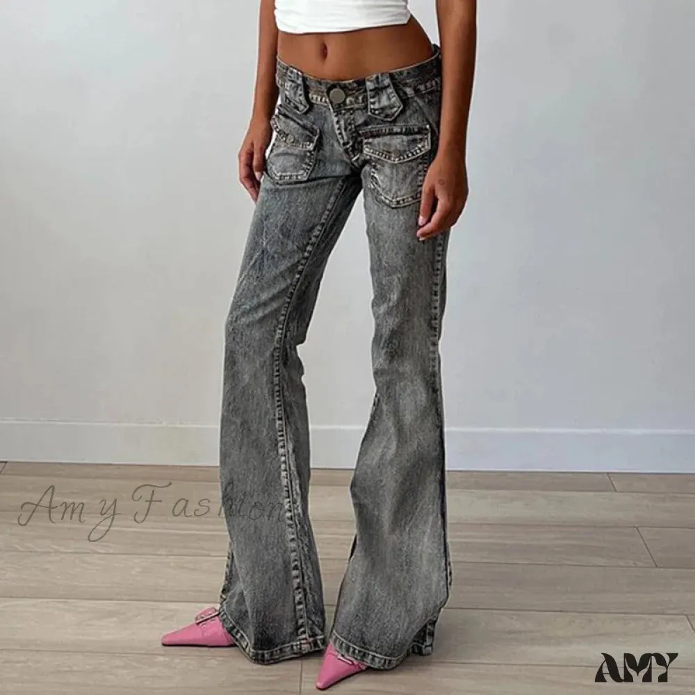 Chic Slim Elegant Vintage Distressed Stylish Modern Flared Trendy Comfortable Jean