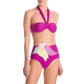 Colorful Flower Hot Pants Bikini Purple