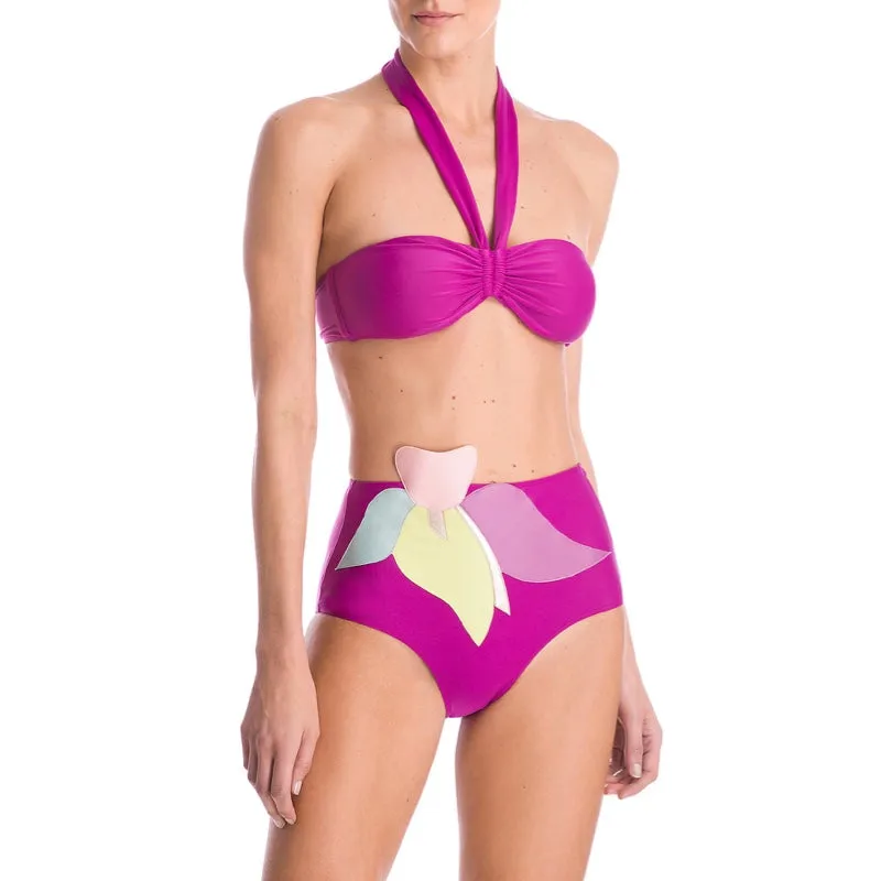 Colorful Flower Hot Pants Bikini Purple