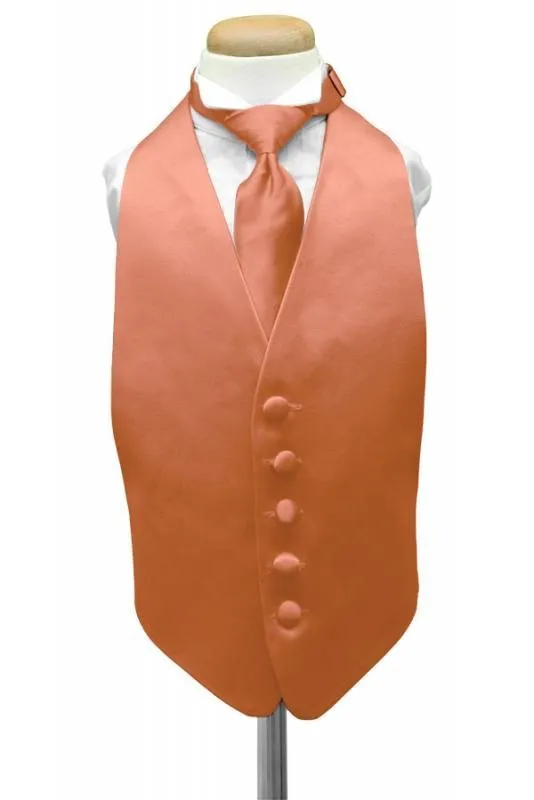 Coral Luxury Satin Kids Tuxedo Vest