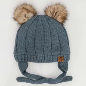 Cotton Kint Pom Pom Hat - Arctic Blue | CALIKIDS