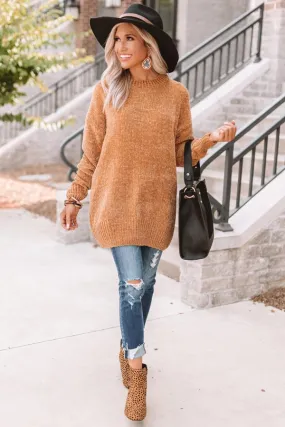 Cozy Celebration Chenille Sweater In Mustard