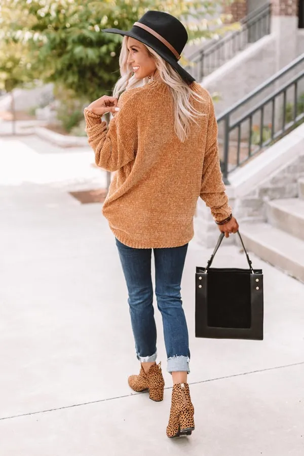 Cozy Celebration Chenille Sweater In Mustard