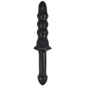 Curve Toys Rooster Jackhammer 10.5 in. Rippled Dildo with Insertable Handle Black