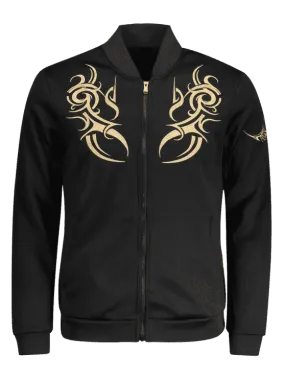 Cute Zippered Embroidered Bomber Jacket