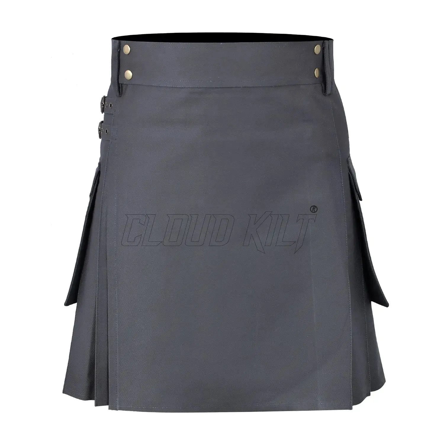 Deluxe Modern Grey Utility Kilt For Men