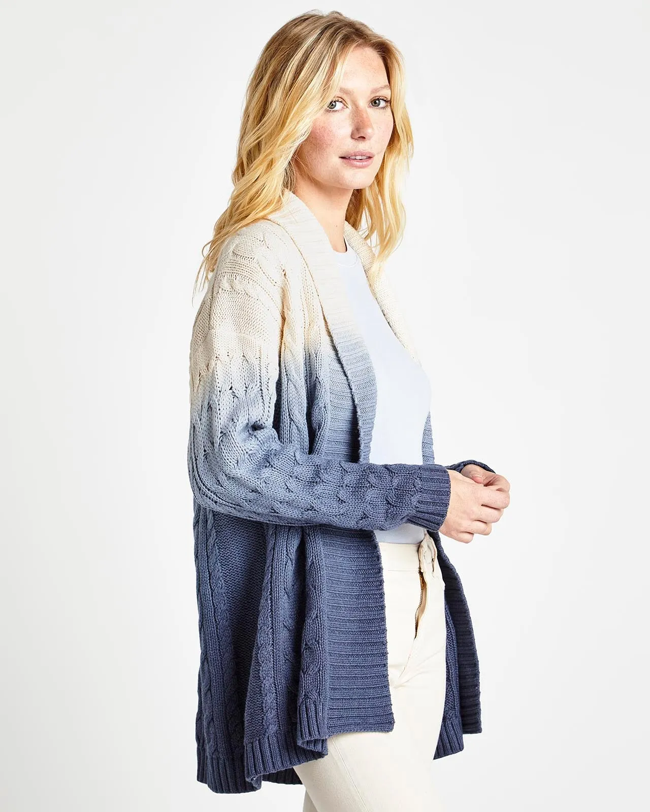 Dip Dye Cable Cardigan