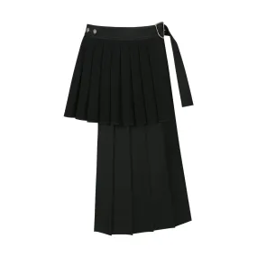 Double Pleated Wrap Skirt 'Black'