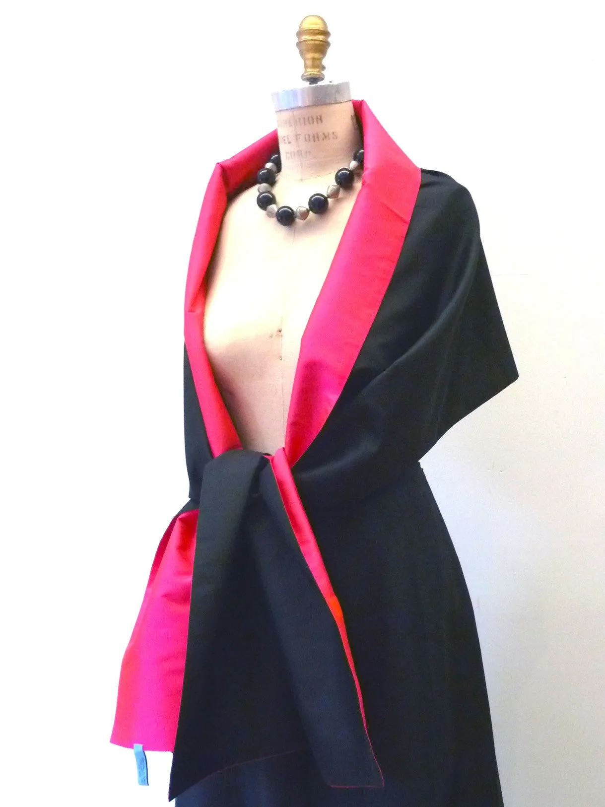 Double Sided Evening Shawl Black Red